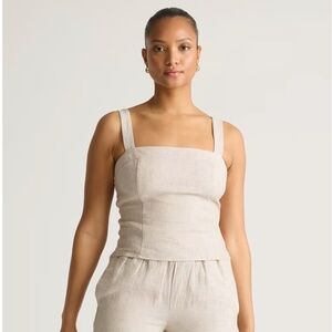 NWT Quince 100% European Linen Fitted Tank | Size S | Color Flax